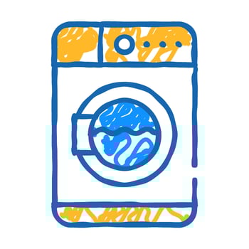 laundry machine icon doodle illustration vector