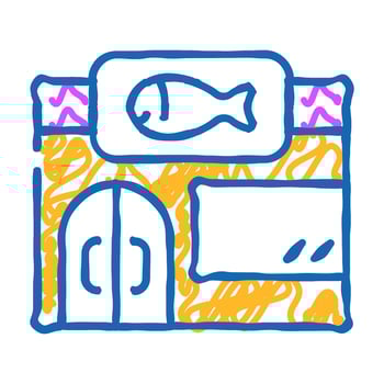 store fish icon doodle illustration vector