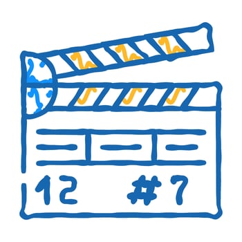 clapperboard tool icon doodle illustration vector