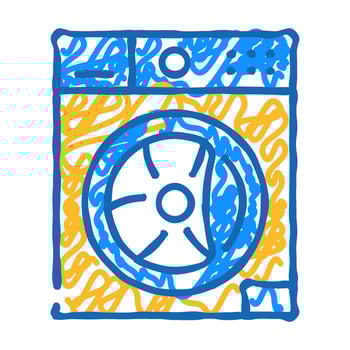 washer machine appliance icon doodle illustration vector
