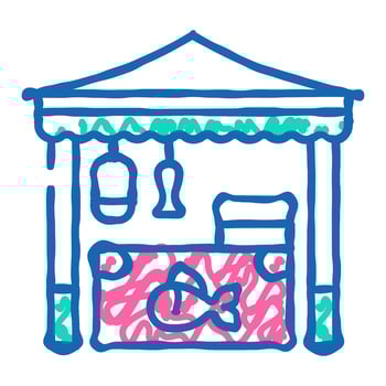 seafood market icon doodle illustration vector