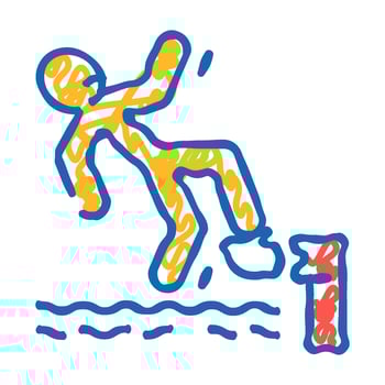 falling water man accident icon doodle illustration vector