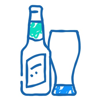 beer glass bottle icon doodle illustration vector