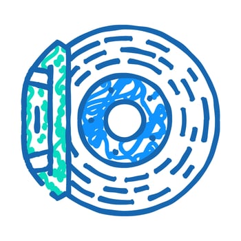 brake pad replacement car mechanic icon doodle illustration vector
