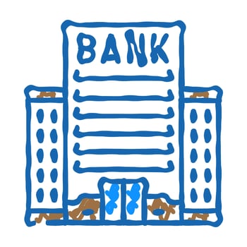 urban bank building icon doodle illustration vector