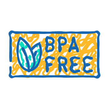 bpa free product label warning icon doodle illustration vector