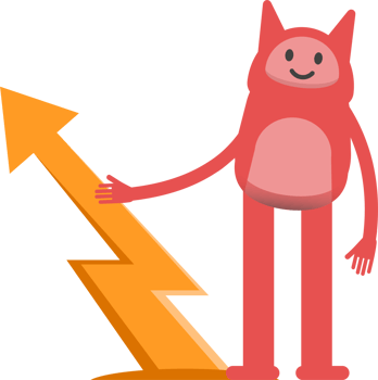 Cute Pink Monster Character and Arrow Chart png
