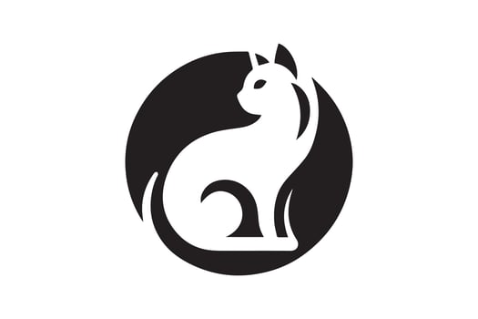 A black and white cat logo on a white background vector