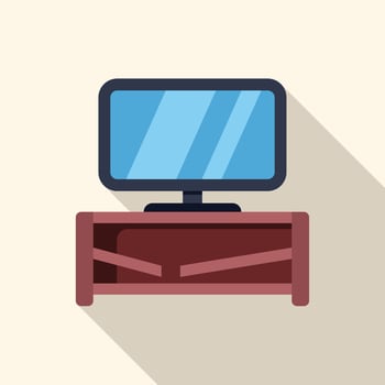 Modern tv set standing on wooden shelf in room vector