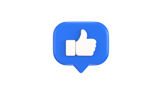 Thumbs up like with speech bubble icon 3d rendering illustration png