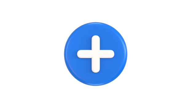 Plus button icon 3d render png