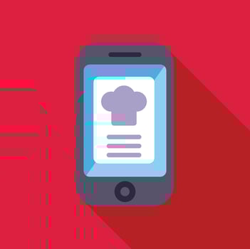 Smartphone showing chef hat displaying online food ordering app vector