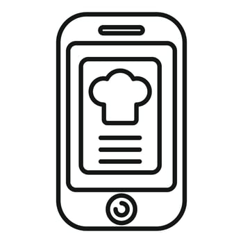 Online food ordering app icon showing a chef hat displaying on a smartphone screen vector