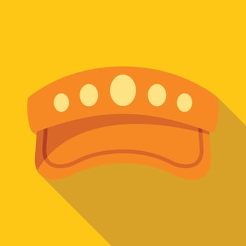 Orange sun visor with buttons for women on yellow background vector