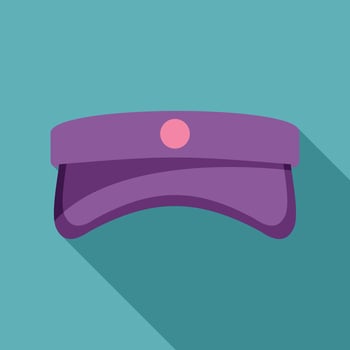 Purple concierge hotel uniform hat icon with long shadow vector