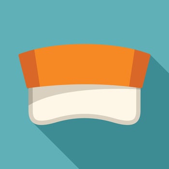 White sun visor with orange stripe for branding presenting on blue background vector