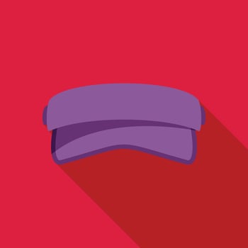 Purple hat with visor casting long shadow on red background vector