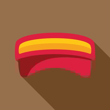 Red and yellow sun visor casting long shadow vector