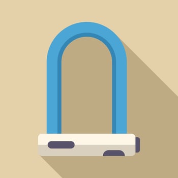 Blue bike lock protecting bicycle from theft on yellow background vector