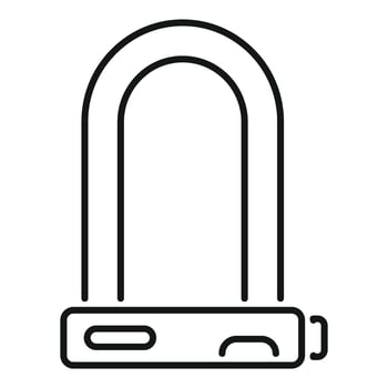 Bike lock keeping bicycle safe from theft line icon vector