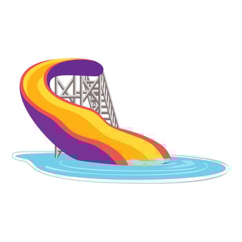 Colorful water slide leading into refreshing swimming pool for summer fun vector