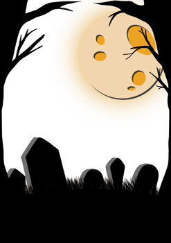 Transparent Halloween Full Moon Over Creepy Graveyard Scene Background png