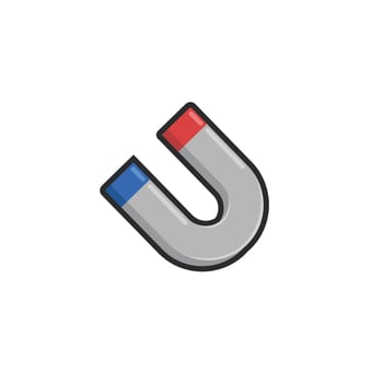 magnet in outline flat design. vector