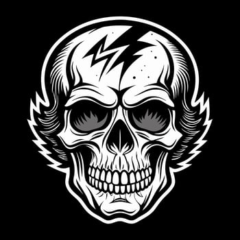 a skull with lightning bolt on it vector