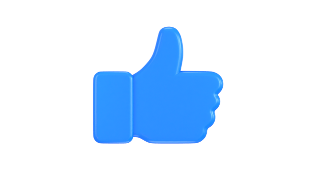 Thumbs up social media like icon 3d rendering illustration png