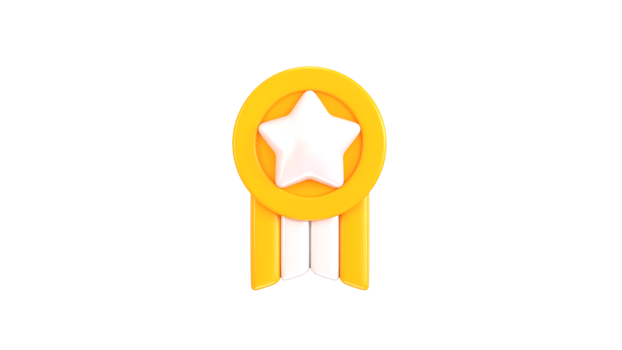 3d winner medal icon with star award icon 3d rendering illustration png
