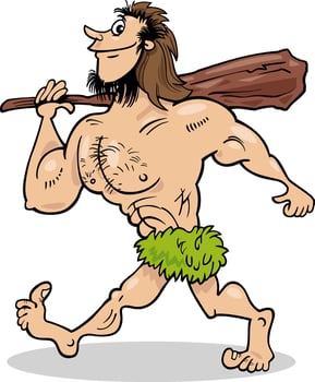 funny cartoon prehistoric caveman character vector