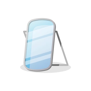 Floor mirror stand icon in flat style. Mirror glass illustration on isolated background. Fashion sign business concept. vector