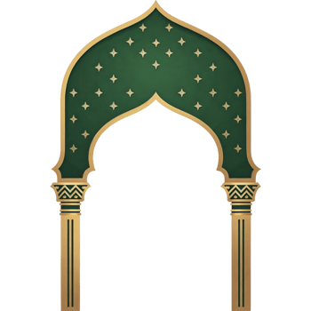 A green archway with gold accents and stars png