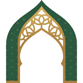 An arabic arch with gold and green trim png