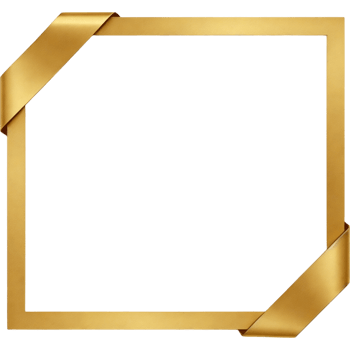 A gold frame with a ribbon border png