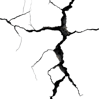 A crack in the ground with a black and transparent photo of it png