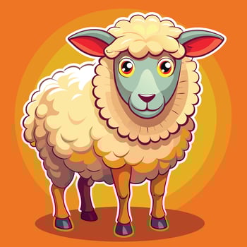 Cartoony goat logo illustration on solid background vector