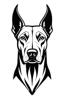 Dobermann dog, black and white, isolated logo or symbol. Can be used as emblem or mascot for sports or other products vector