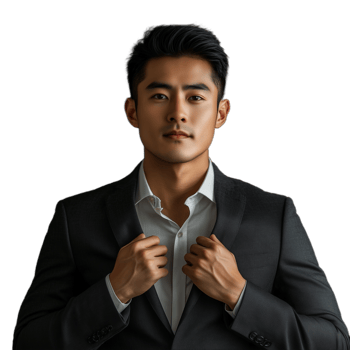 A man in a suit and tie is posing for a photo png