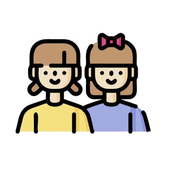 two girls with bows on their heads vector