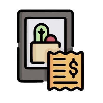 a tablet with a receipt and a cactus vector