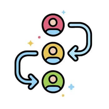a group of people are in a circle with arrows pointing to them vector