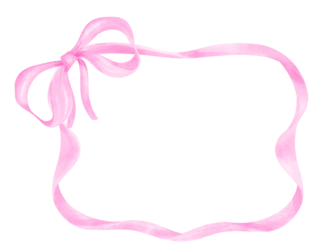 Coquette Frame Pink bow watercolor horizontal png