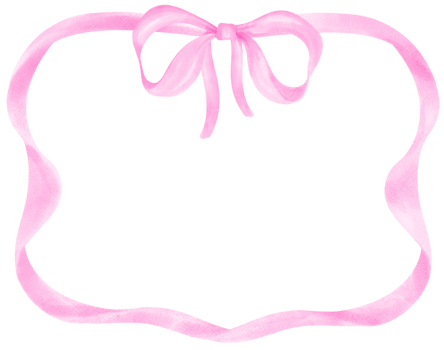 Coquette Frame Pink ribbon bow watercolor horizontal png