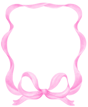 Coquette preppy Frame Pink ribbon bow watercolor vertical png