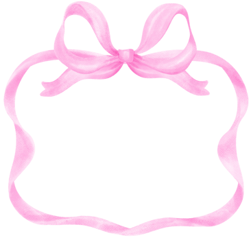 Coquette preppy pink frame ribbon bow watercolor horizontal png