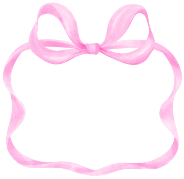 Coquette Frame Pink ribbon bow watercolor horizontal png