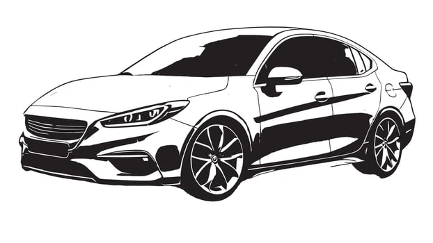 Detailed Black Car Silhouette in Monochrome, Textured Overlay on White Canvas for Layered Background vector