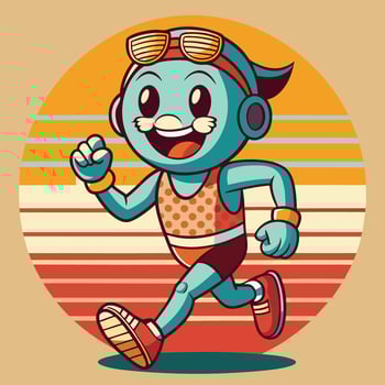 A cartoon character running in a circle vector
