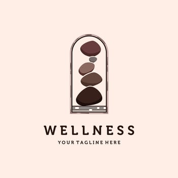 Balanced Stone or Balancing Rock Logo Illustration Design. Vintage Hand Drawn Rock Balancing Logo Template. Simple Modern Minimalist Balancing Zen Stones Illustration Logo Concept. vector
